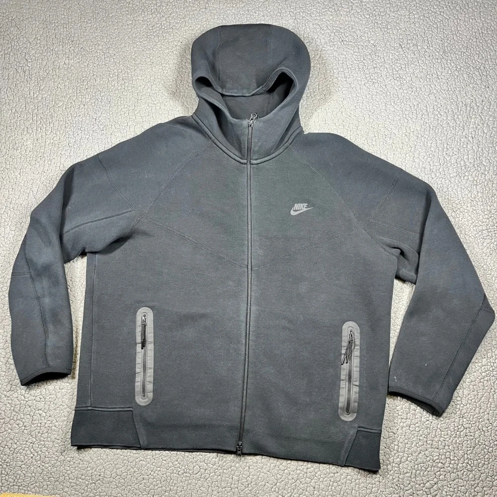 Nike Tech Fleece Full Zip Hoodie Black Anthracite FB7921-010 Mens 2XL